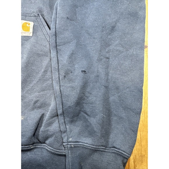 Carhartt K288 Long Sleeve Hoodie Mens L Navy Blue Distressed Workwear Grunge - Picture 7 of 16
